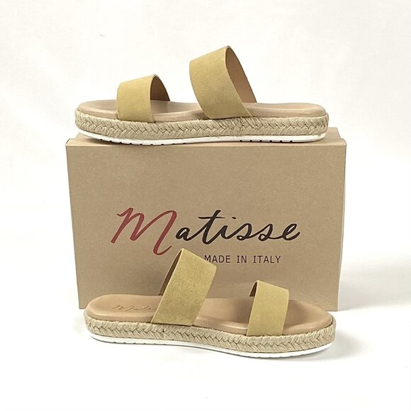 Matisse Mixer  Tan Double Suede Leather Band Slide Sandal, 9 - Picture 1 of 9